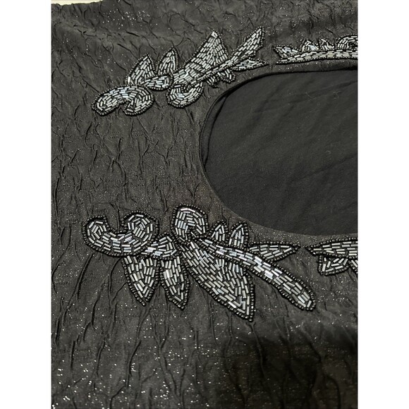 FREE PEOPLE Black Sparkle Sewn Beaded Lined Party Dress Going Out Scoop Back L - Picture 15 of 16